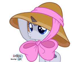 Size: 2948x2544 | Tagged: safe, artist:doraair, oc, species:alicorn, species:pony, alicorn oc, base, bow, clothing, duckface, hat, simple background, solo, sun hat, transparent background