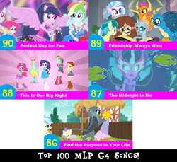 Size: 1704x1560 | Tagged: safe, artist:don2602, edit, edited screencap, screencap, character:applejack, character:cream puff, character:cultivar, character:fluttershy, character:gabby, character:gallus, character:midnight sparkle, character:ocellus, character:pinkie pie, character:rainbow dash, character:rarity, character:sandbar, character:silverstream, character:smolder, character:twilight sparkle, character:twilight sparkle (scitwi), character:yona, species:changedling, species:changeling, species:classical hippogriff, species:dragon, species:earth pony, species:eqg human, species:griffon, species:hippogriff, species:pony, species:reformed changeling, species:yak, episode:a perfect day for fun, episode:school daze, episode:the fault in our cutie marks, equestria girls:equestria girls, equestria girls:legend of everfree, equestria girls:rainbow rocks, g4, my little pony: equestria girls, my little pony: friendship is magic, my little pony:equestria girls, bipedal, clothing, dress, eyes closed, find the purpose in your life, friendship always wins, looking at each other, microphone, midnight sparkle, reflection, the midnight in me, this is our big night, top 100 mlp g4 songs