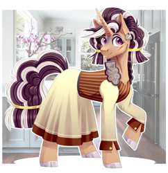 Size: 2588x2676 | Tagged: safe, artist:djkaskan, character:saffron masala, character:zesty gourmand, species:pony, species:unicorn, clothing, dress, female, fusion, mare, solo