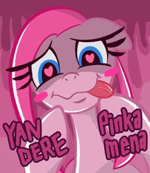 Size: 779x900 | Tagged: safe, artist:garammasara, character:pinkamena diane pie, character:pinkie pie, species:earth pony, species:pony, female, heart eyes, mare, solo, tongue out, wingding eyes, yandere, yandere pie