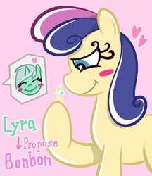 Size: 1772x2048 | Tagged: safe, artist:garammasara, character:bon bon, character:lyra heartstrings, character:sweetie drops, species:pony, ship:lyrabon, episode:the big mac question, g4, my little pony: friendship is magic, female, lesbian, marriage proposal, ring, shipping, starry eyes, wingding eyes