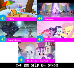 Size: 1704x1560 | Tagged: safe, artist:don2602, edit, edited screencap, screencap, character:applejack, character:fluttershy, character:pinkie pie, character:princess luna, character:rainbow dash, character:rarity, character:snowfall frost, character:songbird serenade, character:starlight glimmer, character:tank, character:twilight sparkle, character:twilight sparkle (alicorn), species:alicorn, species:earth pony, species:pegasus, species:pony, species:unicorn, episode:a hearth's warming tail, episode:fame and misfortune, episode:tanks for the memories, g4, my little pony: friendship is magic, my little pony: the movie (2017), spoiler:my little pony movie, backup dancers, blizzard, cloak, clothing, eyes closed, flawless, glasses, hat, i'll fly, lounge chair, luna's future, mane six, rainbow (song), raised hoof, seeds of the past, shorts, snow, snowfall, spirit of hearth's warming past, spirit of hearth's warming yet to come, top 100 mlp g4 songs, top hat, tortoise, umbrella