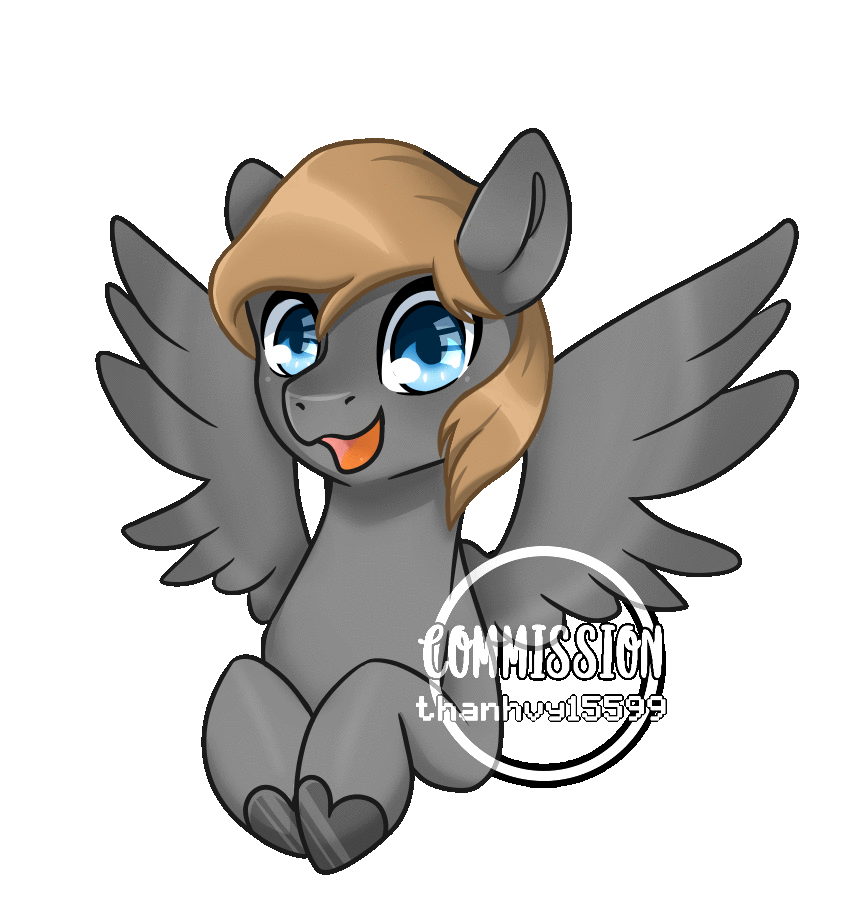 Size: 850x900 | Tagged: safe, artist:thanhvy15599, derpibooru original, oc, oc only, oc:outline, species:pegasus, species:pony, animated, blinking, blue eyes, commission, gif, male, open mouth, pegasus oc, simple background, solo, ych result
