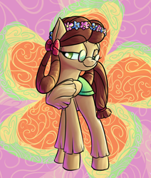Size: 2200x2600 | Tagged: safe, artist:rocket-lawnchair, character:yona, species:pony, episode:she's all yak, g4, my little pony: friendship is magic, female, glasses, groovy, hippie, ponified, pony yona, smiling, solo, species swap