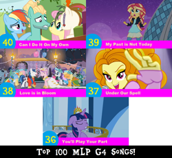 Size: 1704x1560 | Tagged: safe, artist:don2602, edit, edited screencap, screencap, character:adagio dazzle, character:applejack, character:bruce mane, character:caesar, character:fine line, character:fluttershy, character:lyrica lilac, character:princess cadance, character:rainbow dash, character:rarity, character:royal ribbon, character:shining armor, character:sunset shimmer, character:twilight sparkle, character:twilight sparkle (alicorn), character:twinkleshine, character:zephyr breeze, species:alicorn, species:earth pony, species:pegasus, species:pony, species:unicorn, episode:a canterlot wedding, episode:flutter brutter, episode:my past is not today, episode:twilight's kingdom, equestria girls:rainbow rocks, g4, my little pony: equestria girls, my little pony: friendship is magic, my little pony:equestria girls, balcony, balloon, bust, can i do it on my own, clothing, crown, dress, eyes closed, hoof in chest, jacket, jewelry, looking up, love is in bloom, multiple characters, reaching out, regalia, top 100 mlp g4 songs, under our spell, wedding dress, you'll play your part