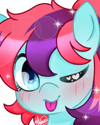 Size: 400x500 | Tagged: safe, artist:thanhvy15599, oc, oc only, oc:taffy swirl, species:pony, blep, blue eyes, cute, female, head shot, heart eyes, mare, simple background, tongue out, transparent background, wingding eyes