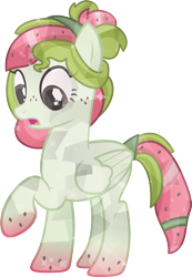 Size: 1280x1851 | Tagged: safe, artist:pilot231, oc, oc only, oc:watermelana, species:crystal pony, species:pegasus, species:pony, crystallized, female, freckles, gradient hair, gradient hooves, mare, pegasus oc, simple background, solo, transparent background, vector