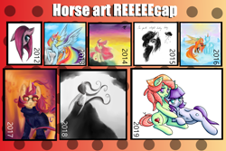 Size: 6000x4000 | Tagged: safe, artist:coco-drillo, character:apple bloom, character:fluttershy, character:maud pie, character:moondancer, character:pinkamena diane pie, character:pinkie pie, character:rainbow dash, character:tree hugger, oc, species:earth pony, species:pegasus, species:pony, species:unicorn, collage, recap
