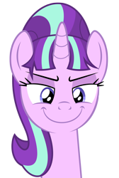 Size: 886x1322 | Tagged: safe, artist:culu-bluebeaver, character:starlight glimmer, species:pony, species:unicorn, comic:the newcomer, bust, explicit series, female, png, s5 starlight, simple background, smiling, solo, transparent background