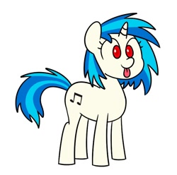 Size: 727x721 | Tagged: safe, artist:handgunboi, character:dj pon-3, character:vinyl scratch, species:pony, species:unicorn, blep, cute, female, glasses off, red eyes, simple background, solo, tongue out, vinylbetes, white background, wrong eye color