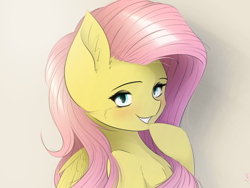 Size: 4000x3000 | Tagged: safe, artist:maneingreen, character:fluttershy, species:pegasus, species:pony, blushing, cheek fluff, chest fluff, ear fluff, female, smiley face, solo