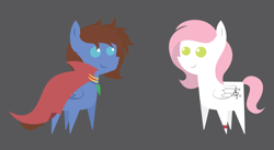 Size: 7140x3926 | Tagged: safe, artist:cosmiceclipsed, oc, oc only, oc:bizarre song, oc:sugar morning, species:pegasus, species:pony, cape, clothing, female, male, mare, pointy ponies, simple background, stallion