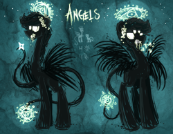 Size: 900x700 | Tagged: safe, artist:azimooth, angel, ask thaumaturge pony, halo, multiple eyes, reference sheet, solo