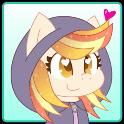 Size: 2160x2160 | Tagged: safe, artist:hungrysohma, part of a set, oc, oc only, oc:autumn aura, animated, bouncing, clothing, commission, heart, heart eyes, hoodie, no sound, solo, sparkles, webm, wingding eyes, ych result