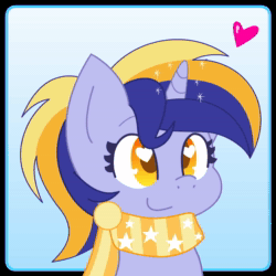 Size: 2160x2160 | Tagged: safe, artist:hungrysohma, part of a set, oc, oc only, oc:night star, animated, commission, heart, heart eyes, no sound, solo, sparkles, webm, wingding eyes, ych result