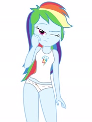 Size: 1536x2048 | Tagged: safe, artist:draymanor57, character:rainbow dash, my little pony:equestria girls, clothing, female, panties, solo, tank top, underwear, white underwear