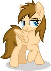 Size: 2609x3617 | Tagged: safe, artist:peahead, oc, oc only, oc:stellar winds, species:pegasus, species:pony, bedroom eyes, blue eyes, female, folded wings, lewd, lidded eyes, mare, raised hoof, simple background, smiling, solo, transparent background, vector, wings