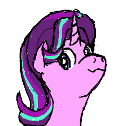 Size: 271x270 | Tagged: safe, artist:bryastar, character:starlight glimmer, species:pony, species:unicorn, :3, bust, female, looking at you, looking down at you, mare, simple background, smug, smuglight glimmer, solo, white background