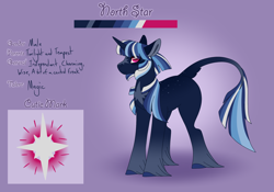 Size: 3500x2454 | Tagged: safe, artist:clay-bae, oc, oc:north star, parent:tempest shadow, parent:twilight sparkle, parents:tempestlight, species:pony, species:unicorn, magical lesbian spawn, male, offspring, solo, stallion