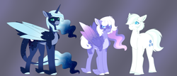 Size: 5845x2500 | Tagged: safe, alternate version, artist:clay-bae, character:double diamond, character:princess luna, oc, oc:midnight muse, parent:double diamond, parent:princess luna, parents:lunadiamond, species:pegasus, species:pony, alternate design, high res, male, offspring, stallion