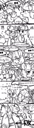 Size: 951x3508 | Tagged: safe, artist:tingsan, oc, oc:iuth, oc:silver bell, species:pony, species:unicorn, chinese, comic, dialogue, female, male, monochrome, name, shipping, straight, translation request