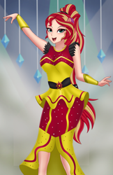 Size: 1559x2409 | Tagged: safe, artist:anonix123, character:sunset shimmer, species:human, equestria girls:dance magic, g4, my little pony: equestria girls, my little pony:equestria girls, spoiler:eqg specials, dance magic (song), dancing, female, human coloration, outfit, scene interpretation, solo