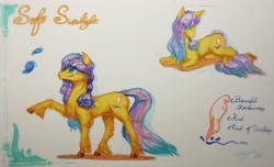 Size: 3368x2048 | Tagged: safe, artist:angusdra, oc, oc only, species:earth pony, species:pony, butterfly, eye clipping through hair, solo, traditional art, unshorn fetlocks