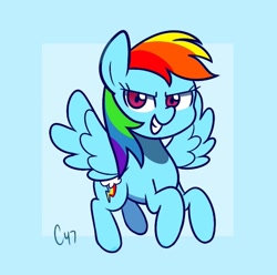 Size: 593x588 | Tagged: safe, artist:handgunboi, character:rainbow dash, species:pegasus, species:pony, blue background, female, no tail, simple background, solo