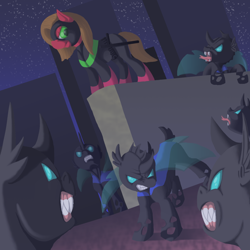 Size: 1280x1280 | Tagged: safe, artist:crispokefan, oc, oc:pun, species:changeling, species:earth pony, species:pony, ask pun, ask, female, mare, solo, superhero, the pundit