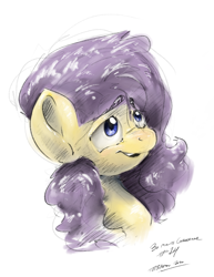 Size: 2550x3300 | Tagged: safe, artist:th3ipodm0n, character:fluttershy, species:pony, bust, female, mare, portrait, simple background, smiling, solo, traditional art, white background