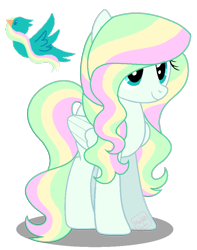 Size: 701x888 | Tagged: safe, artist:awoomarblesoda, oc, oc only, oc:tender sky, parent:fluttershy, parent:vapor trail, parents:vaporshy, species:pegasus, species:pony, female, magical lesbian spawn, mare, offspring, simple background, solo, transparent background