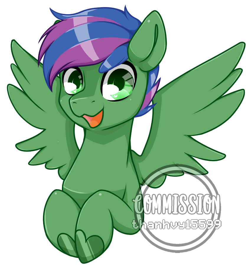 Size: 850x900 | Tagged: safe, artist:thanhvy15599, community related, oc, species:pegasus, species:pony, animated, blinking, commission, cute, gif, gift art, green eyes, male, open mouth, pegasus oc, solo, stallion, ych result