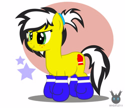 Size: 1418x1241 | Tagged: safe, artist:wheatley r.h., derpibooru original, oc, oc only, oc:uppercute, species:earth pony, species:pony, boxing gloves, female, mane, mare, simple background, solo, vector, watermark, wavy mouth