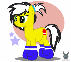 Size: 1418x1241 | Tagged: safe, alternate version, artist:wheatley r.h., derpibooru original, oc, oc only, oc:uppercute, species:earth pony, species:pony, boxing gloves, female, mane, mare, simple background, solo, vector, watermark, wavy mouth