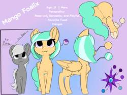 Size: 2834x2125 | Tagged: safe, artist:jubyskylines, oc, oc:mango foalix, species:pegasus, species:pony, butt, reference sheet, size difference, solo, tall