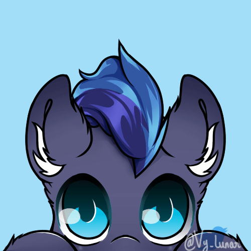 Size: 500x500 | Tagged: safe, artist:thanhvy15599, oc, oc only, oc:stormspark, species:pegasus, species:pony, animated, blinking, blue background, blue eyes, commission, ear fluff, ear twitch, floppy ears, gif, lurking, simple background, solo, ych animation, ych result, your character here