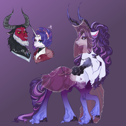 Size: 3000x3000 | Tagged: safe, artist:bunnari, character:lord tirek, character:rarity, oc, oc only, parent:lord tirek, parent:rarity, parents:rarirek, species:centaur, clothing, cloven hooves, female, high res, hybrid, interspecies offspring, nose piercing, nose ring, offspring, piercing, ponytaur, rarirek, see-through, unshorn fetlocks, veil