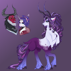 Size: 3000x3000 | Tagged: safe, alternate version, artist:bunnari, character:lord tirek, character:rarity, oc, oc only, parent:lord tirek, parent:rarity, parents:rarirek, species:centaur, cloven hooves, female, hybrid, interspecies offspring, nose piercing, nose ring, offspring, piercing, ponytaur, rarirek, unshorn fetlocks