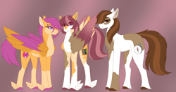 Size: 4348x2293 | Tagged: safe, alternate version, artist:clay-bae, character:pipsqueak, character:scootaloo, oc, oc:camo feather, parent:pipsqueak, parent:scootaloo, parents:scootasqueak, species:earth pony, species:pegasus, species:pony, feathered fetlocks, female, high res, male, offspring, scootasqueak, shipping, straight