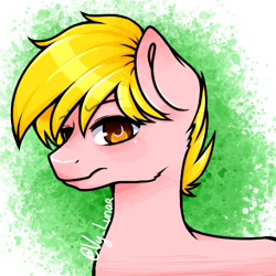 Size: 500x500 | Tagged: safe, artist:thanhvy15599, oc, oc only, oc:dairy shock, species:earth pony, species:pony, bust shot, male, raffle, raffle prize, simple background, solo, transparent background
