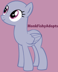 Size: 760x942 | Tagged: safe, artist:monkfishyadopts, oc, oc only, species:pegasus, species:pony, base, looking up, pegasus oc, simple background, smiling, solo, text, wings