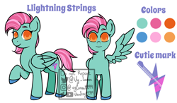 Size: 1200x700 | Tagged: safe, artist:thanhvy15599, oc, oc:lighthing strings, species:pegasus, species:pony, orange eyes, pegasus oc, pink hair, reference sheet, simple background, white background