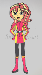 Size: 1616x2871 | Tagged: safe, artist:fude-chan-art, character:sunset shimmer, my little pony:equestria girls, female, power rangers, power rangers beast morphers, super sentai, tokumei sentai go-busters