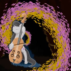 Size: 1024x1024 | Tagged: safe, artist:tunrae, character:octavia melody, species:earth pony, species:pony, abstract, cello, eyes closed, female, music, musical instrument, solo, standing