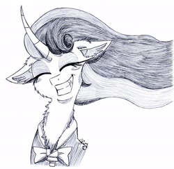 Size: 2048x1990 | Tagged: safe, artist:shinycyan, character:mistmane, species:pony, species:unicorn, blushing, female, flowing mane, smiling, smiling at you, solo, traditional art