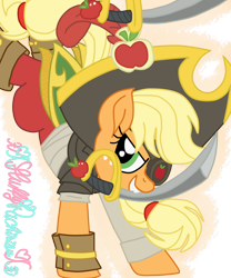 Size: 1024x1229 | Tagged: safe, artist:xxfluffypachirisuxx, character:applejack, species:pony, my little pony: the movie (2017), female, mouth hold, pirate applejack, simple background, solo, sword, transparent background, weapon
