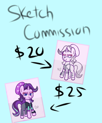 Size: 1500x1800 | Tagged: safe, artist:handgunboi, character:starlight glimmer, species:pony, advertisement, colored, commission, commission info, sketch