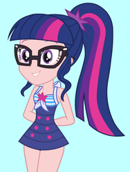Size: 1536x2048 | Tagged: safe, artist:draymanor57, edit, editor:michaelsety, character:twilight sparkle, character:twilight sparkle (scitwi), species:eqg human, my little pony:equestria girls, clothing, color edit, human coloration, light skin edit, skin color edit, sleeveless, solo, swimsuit