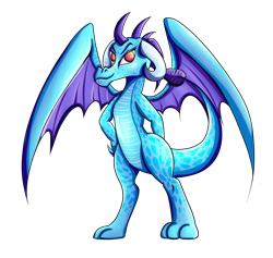 Size: 4218x4000 | Tagged: safe, artist:coco-drillo, character:princess ember, species:dragon, colourful, female, horns, simple background, solo, standing, transparent background, wings