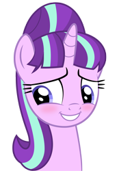 Size: 1654x2372 | Tagged: safe, artist:culu-bluebeaver, character:starlight glimmer, species:pony, species:unicorn, comic:the newcomer, blushing, cute, explicit series, female, glimmerbetes, horn, mare, png, s5 starlight, simple background, smiling, solo, transparent background, vector